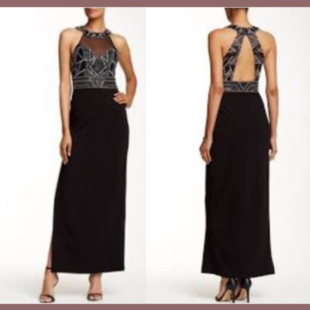 NEW SUE WONG Beaded Empire‎ Waist Grecian Halter Neck Gown [SZ 10 ]